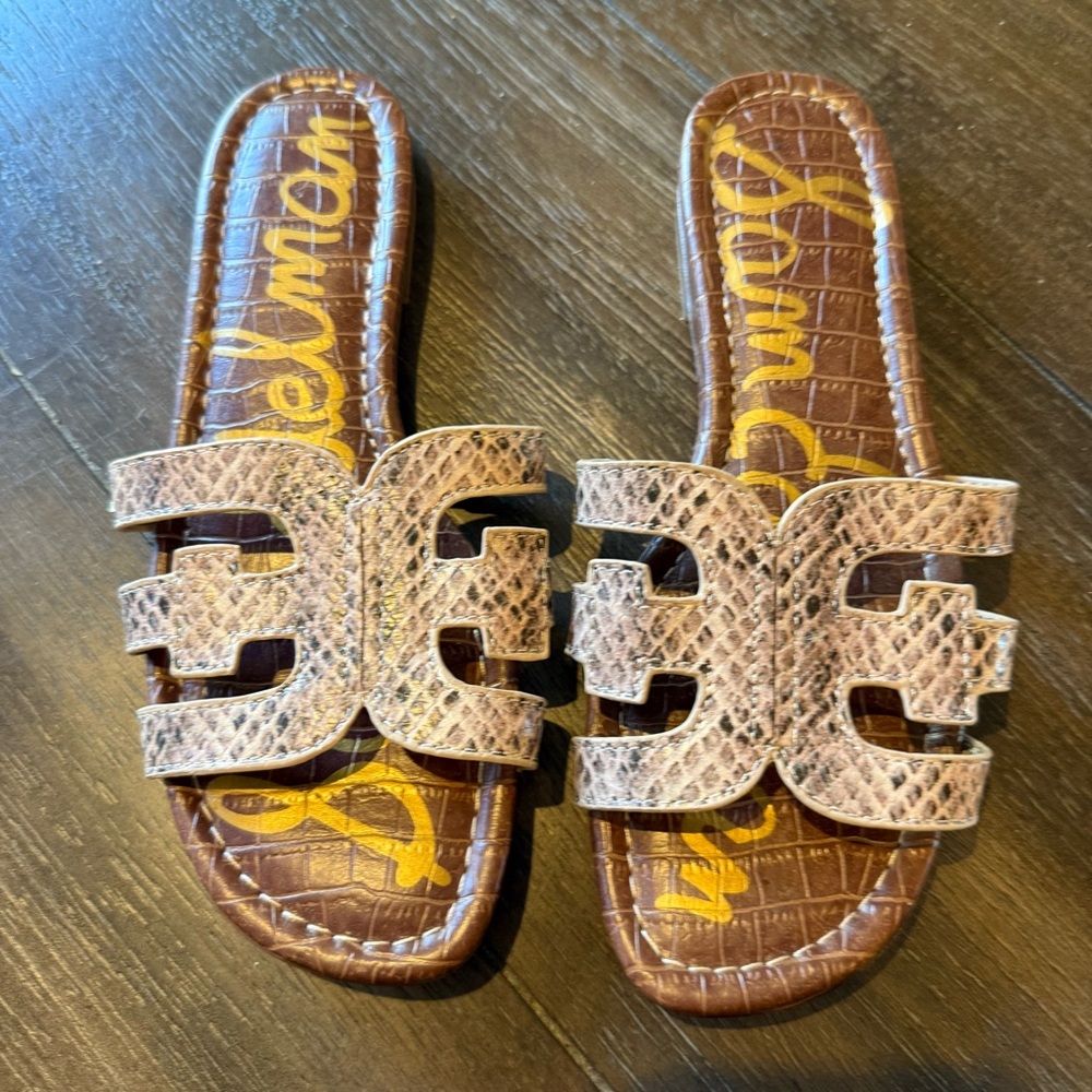 Sam Edelman Bay Cutout Slide Sandals – Snakeskin Print – Size 6.5